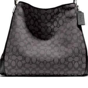 Coach F36424 Phoebe Smoke/Black Outline Signature Shoulder Bag